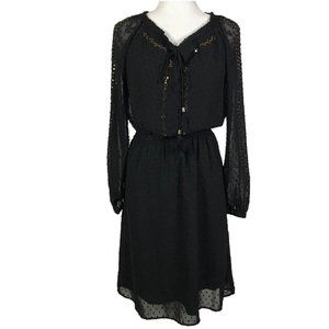 Altuzarra for Target Size XS Black Swiss Dot Gold Sequined Dress Split Neck